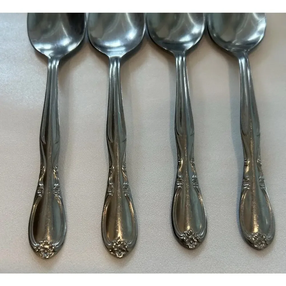 Vtg Superior International Chapel Hill Flatware Set of 4 Dessert Spoons 6” USA